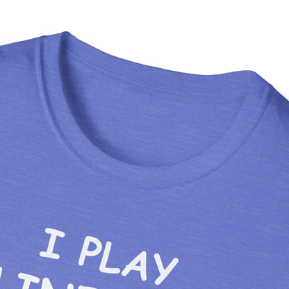 Detailed shot of the white unisex softstyle T-shirt’s neckline and stitched seams from a slight overhead angle, highlighting