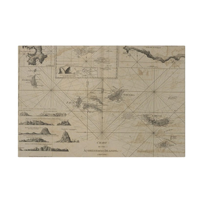 Close-up of the detailed map highlighting the rugged terrain and vibrant colors of the Azores Islands from the canvas print.