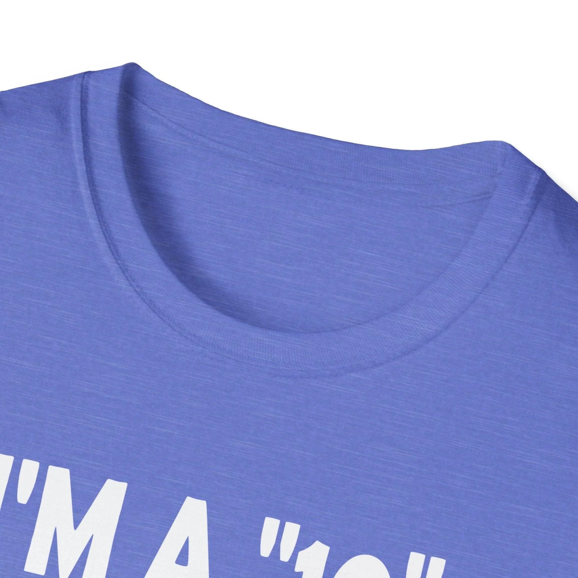 Close-up of the soft, smooth white cotton fabric emphasizing the relaxed fit and subtle stitching along the neckline and