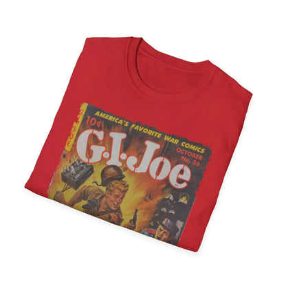 Close-up of the G.I. Joe No.26 T-shirt neckline displaying soft fabric texture and reinforced stitching on a white