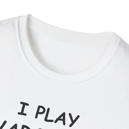 Close-up of the black unisex Softstyle T-shirt's neckline and stitched hem detail from a slight overhead angle