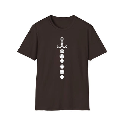 Printify Dice Sword White unisex crew neck T-shirt in 100% soft cotton, regular fit with printed graphic design and neck