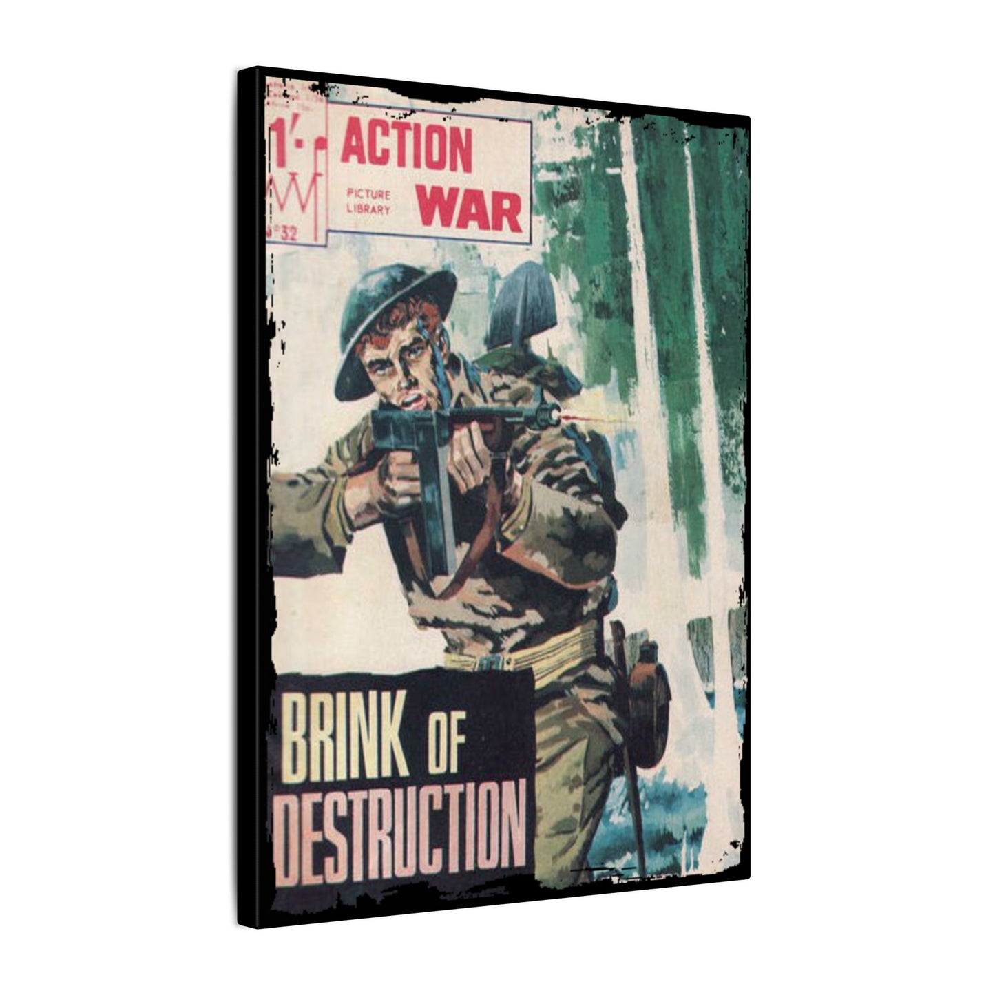 Printify Action War #32 canvas wall art with matte finish, eco-friendly wood frame, 24x36 inches, suitable for living room