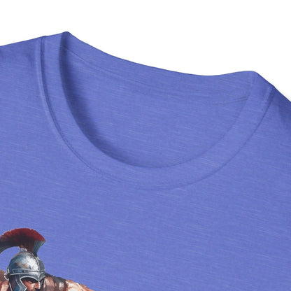 Close-up of the soft, charcoal grey fabric showing subtle heather texture and relaxed fit neckline detail on the unisex