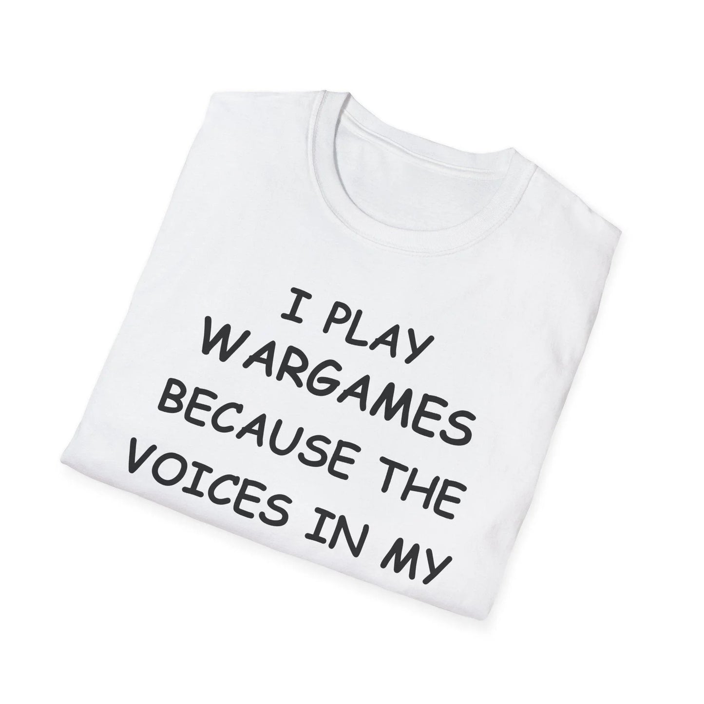 Close-up of the black unisex softstyle T-shirt neckline and smooth fabric texture from a slightly angled top view.