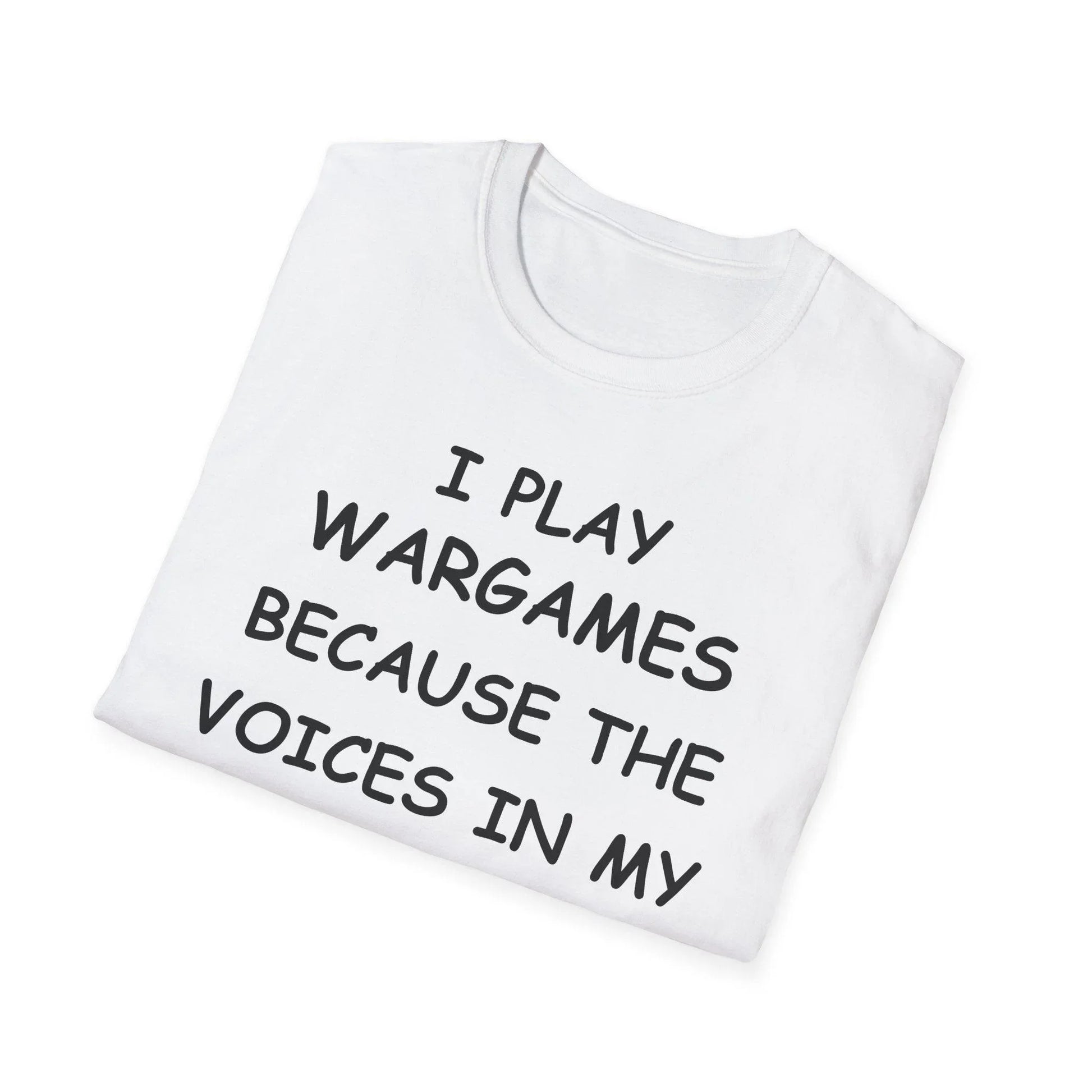 Close-up of the black unisex softstyle T-shirt neckline and smooth fabric texture from a slightly angled top view.