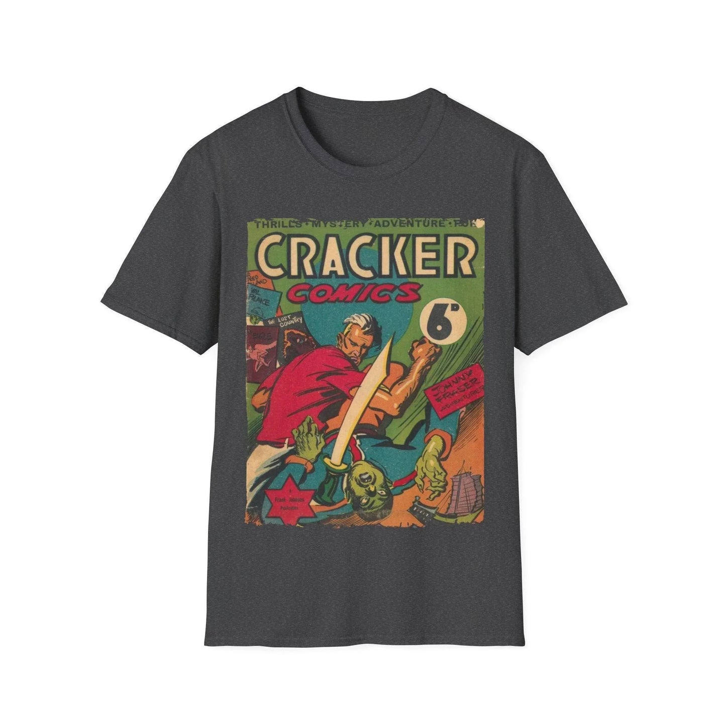 Close-up of the Cracker 1943 T-shirt's collar seam, showcasing clean stitching and soft, lightweight cotton fabric from a