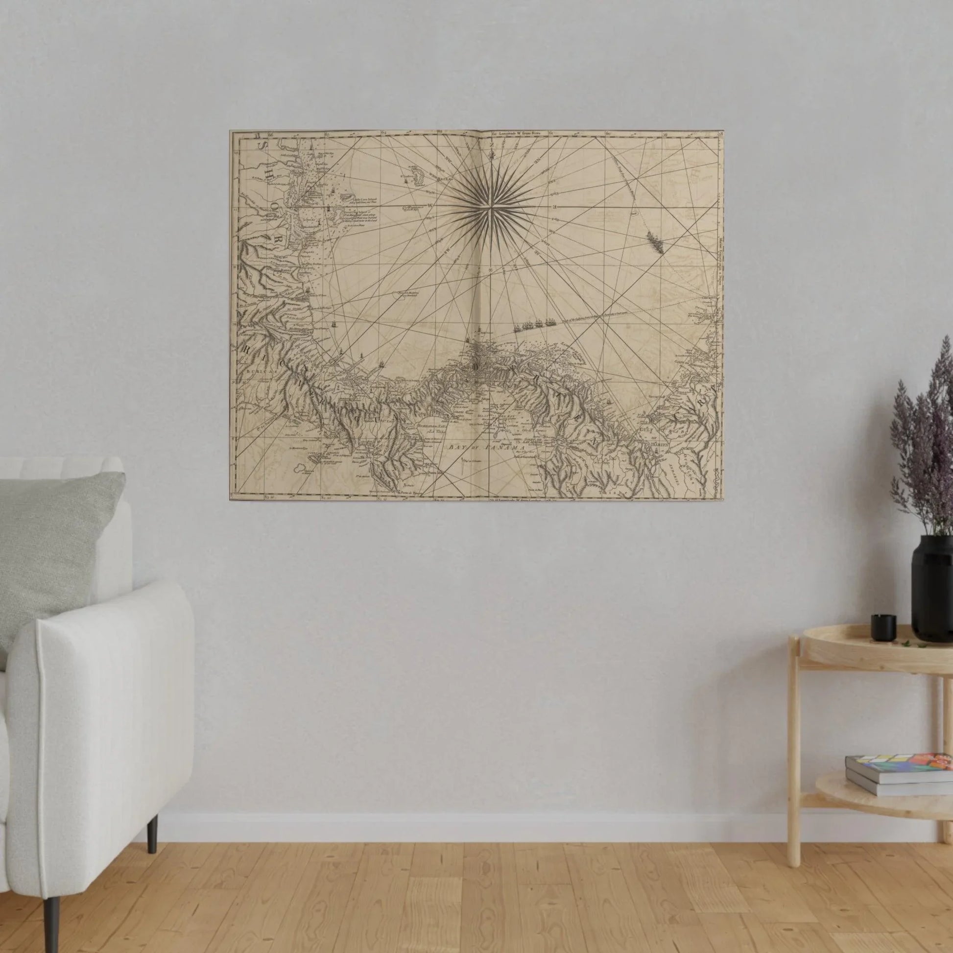 Close-up of the canvas texture highlighting detailed brushstrokes and vibrant color variations along the Panama coastline