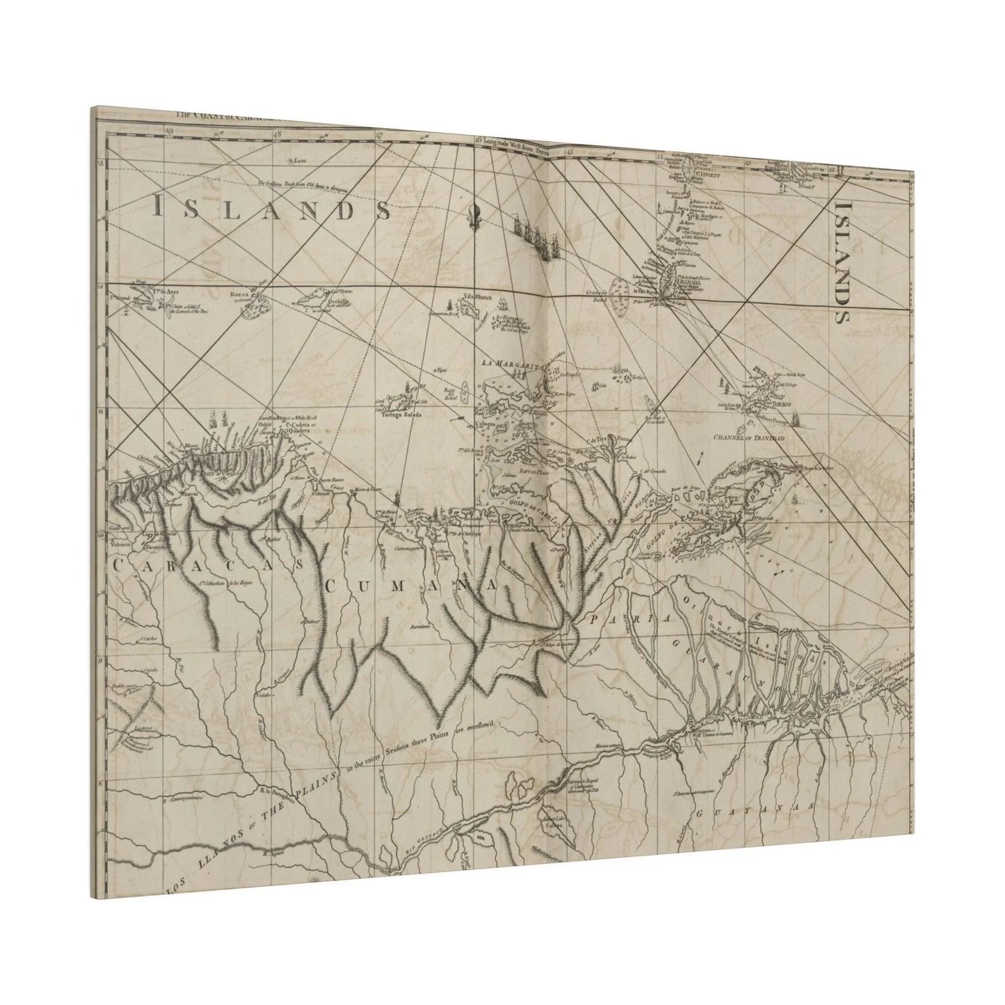 Detailed close-up of the textured canvas surface highlighting the vibrant colors and brushstroke details of the Caracas