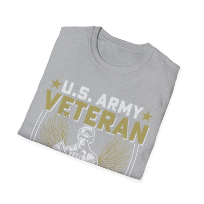 Close-up of the Army - Defender of Freedom unisex softstyle T-shirt's vibrant olive green fabric showcasing its smooth