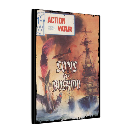Printify Action War #16 canvas wall art, matte finish, eco-friendly wood frame, 24x36 inches, ready to hang for home decor