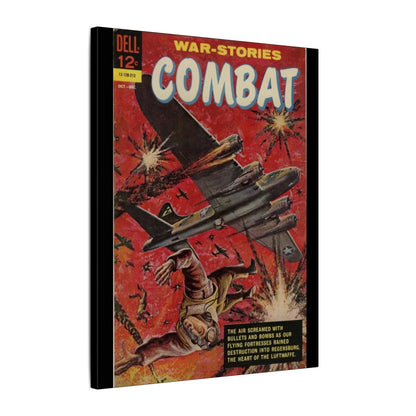 Close-up of textured canvas surface highlighting the rugged, woven material and subtle color variations of the "Combat, Dec