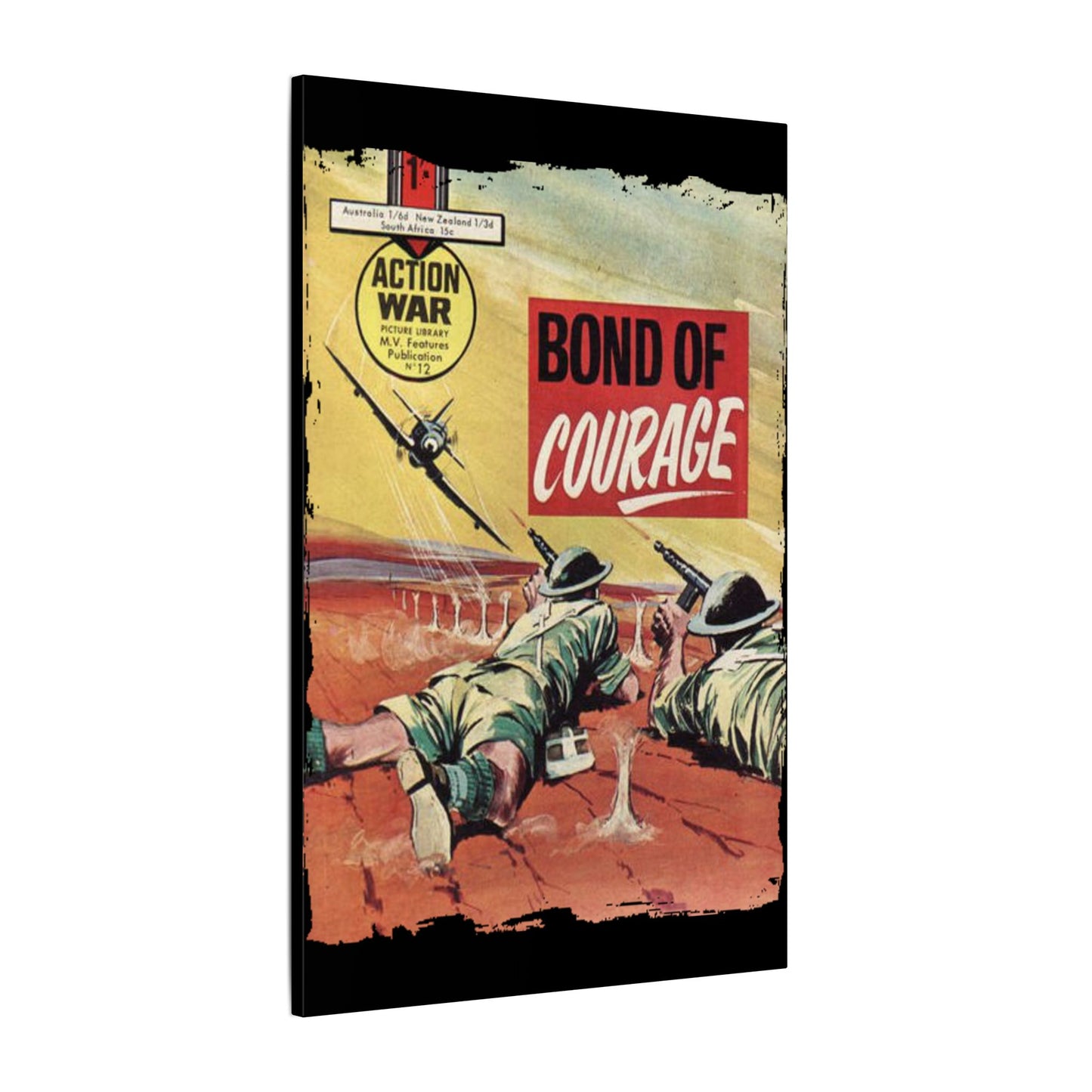 Close-up of the canvas surface displaying textured brushstrokes and subtle color variations highlighting craftsmanship