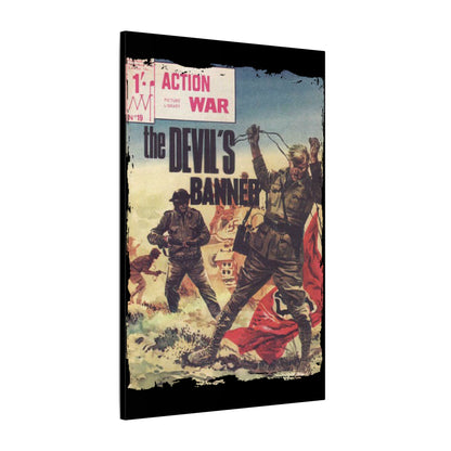 Close-up of the textured canvas surface highlighting the detailed print of Action War #19 in vibrant colors