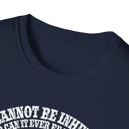 Close-up of the soft cotton fabric displaying a textured weave and relaxed fit neckline on the light gray unisex T-shirt.