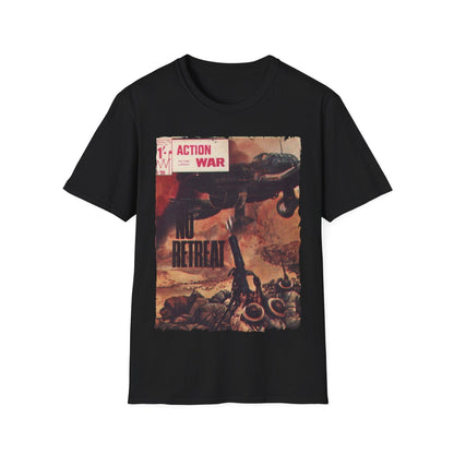 Printify Action War #20 unisex cotton crew neck T-shirt with regular fit, graphic print, short sleeves, in black fabric