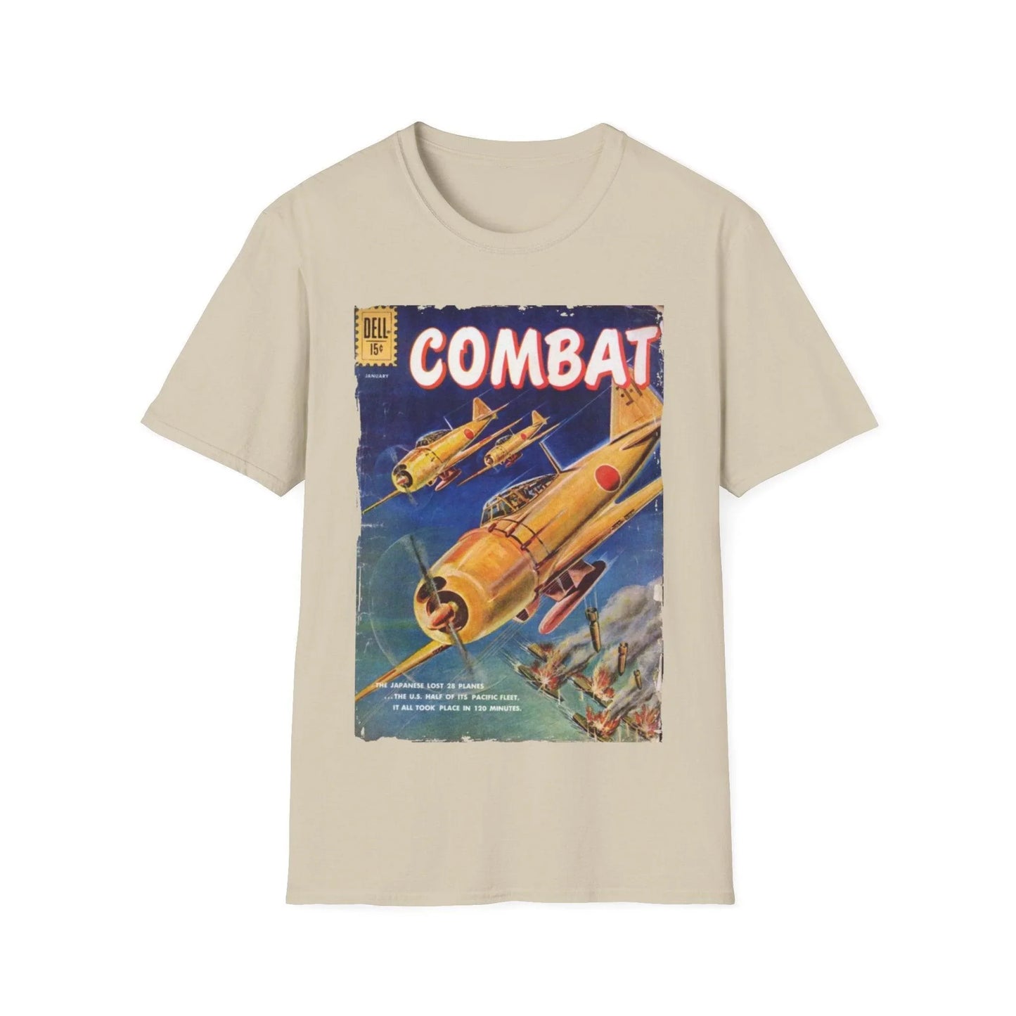 Close-up of the Combat Jan 1961 T-shirt neckline highlighting the smooth ribbed collar and subtle stitching details in