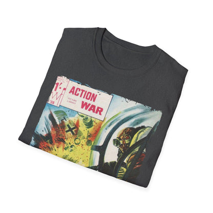 Close-up of the soft cotton fabric texture showcasing the relaxed fit and light heather gray color from a slightly angled