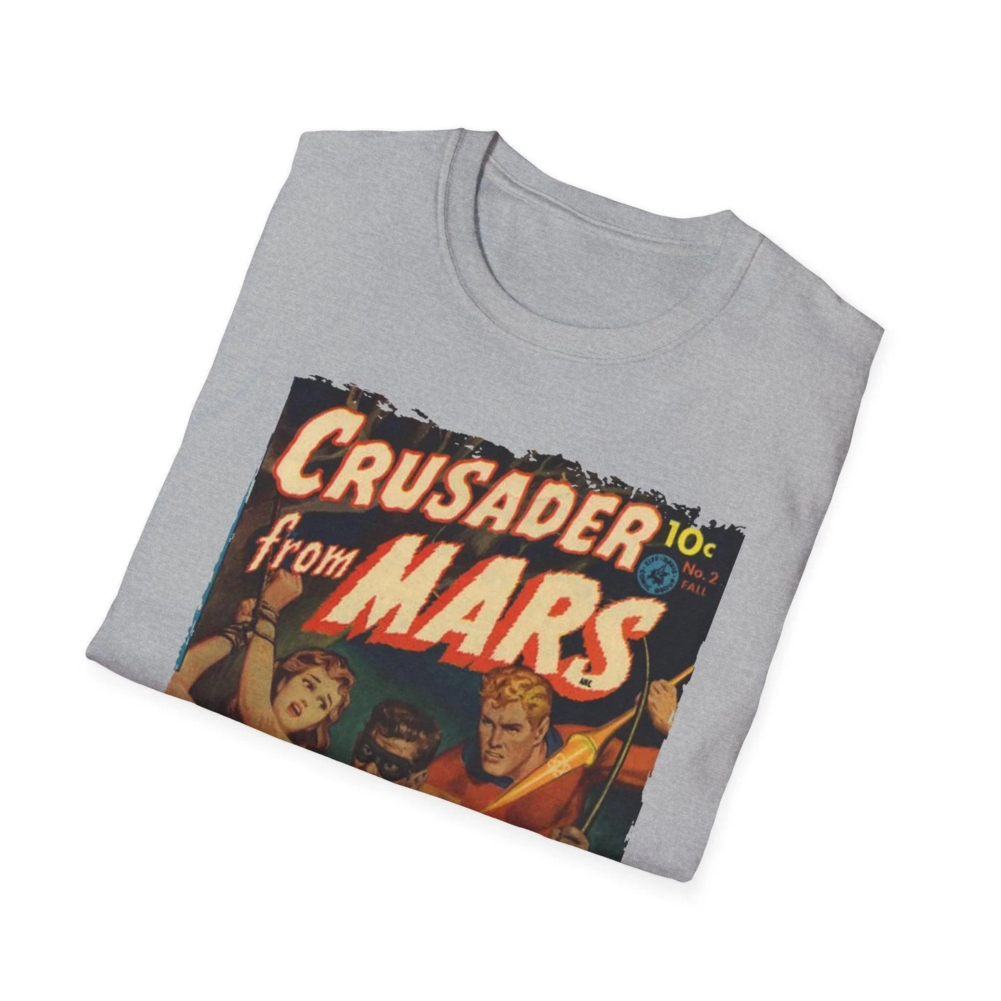 Crusader from Mars 2 T-shirt displaying relaxed fit, deep black color, crew neckline, and short sleeves from a