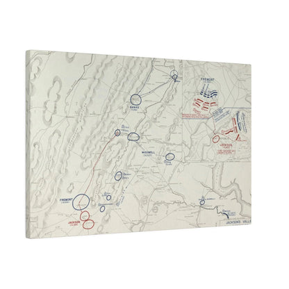 Close-up of canvas texture highlighting detailed brushstrokes and historical markings from the Jackson's Valley Campaign