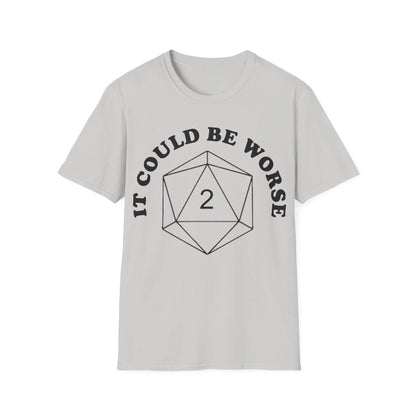 Close-up of the black unisex softstyle T-shirt's collar displaying reinforced stitching and subtle fabric texture from a