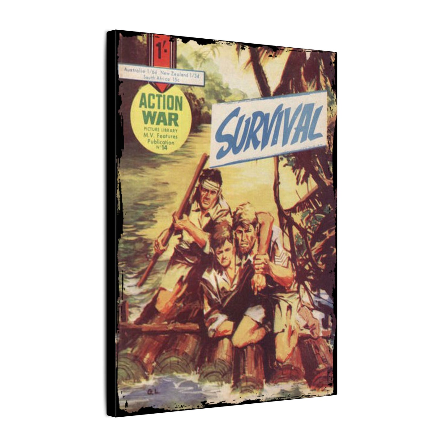 Printify Action War #14 canvas wall decor in matte finish, eco-friendly sustainable material, suitable for living room or