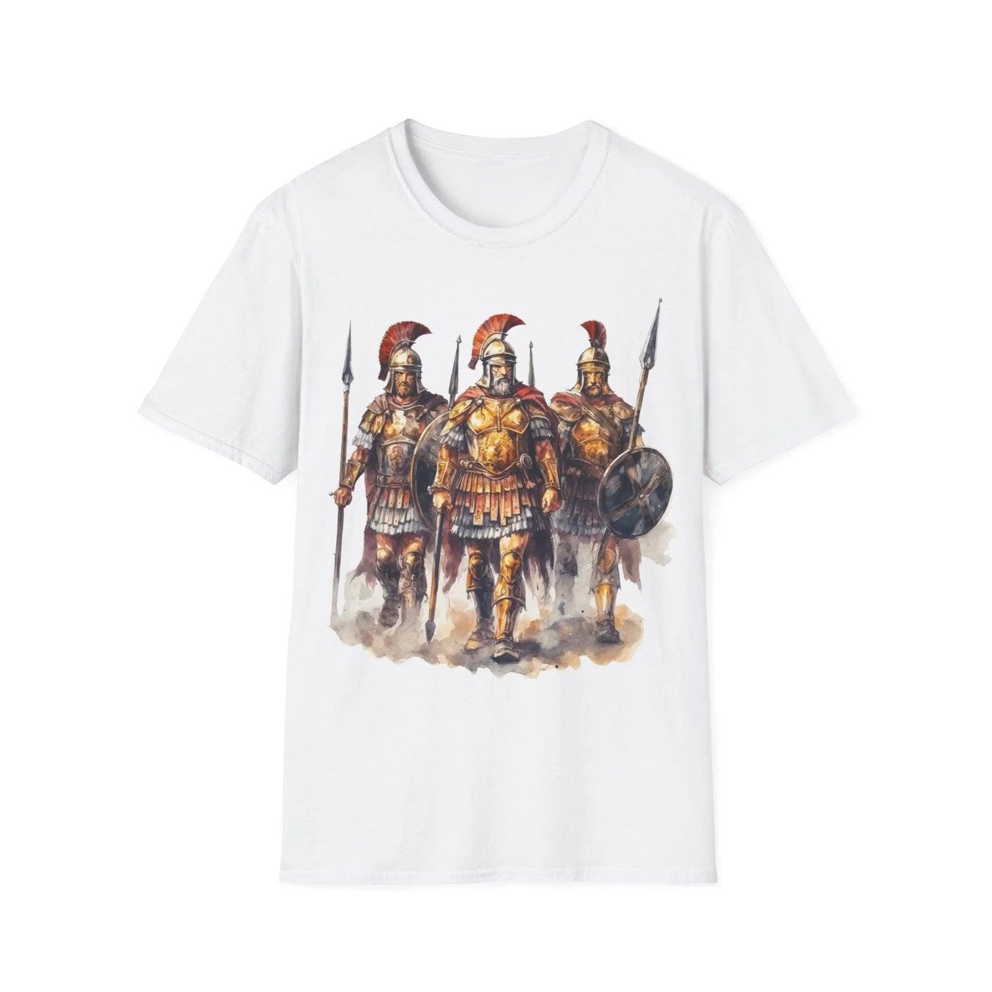 Close-up of the unisex softstyle fabric label on the chest showing logo detail and printed care instructions