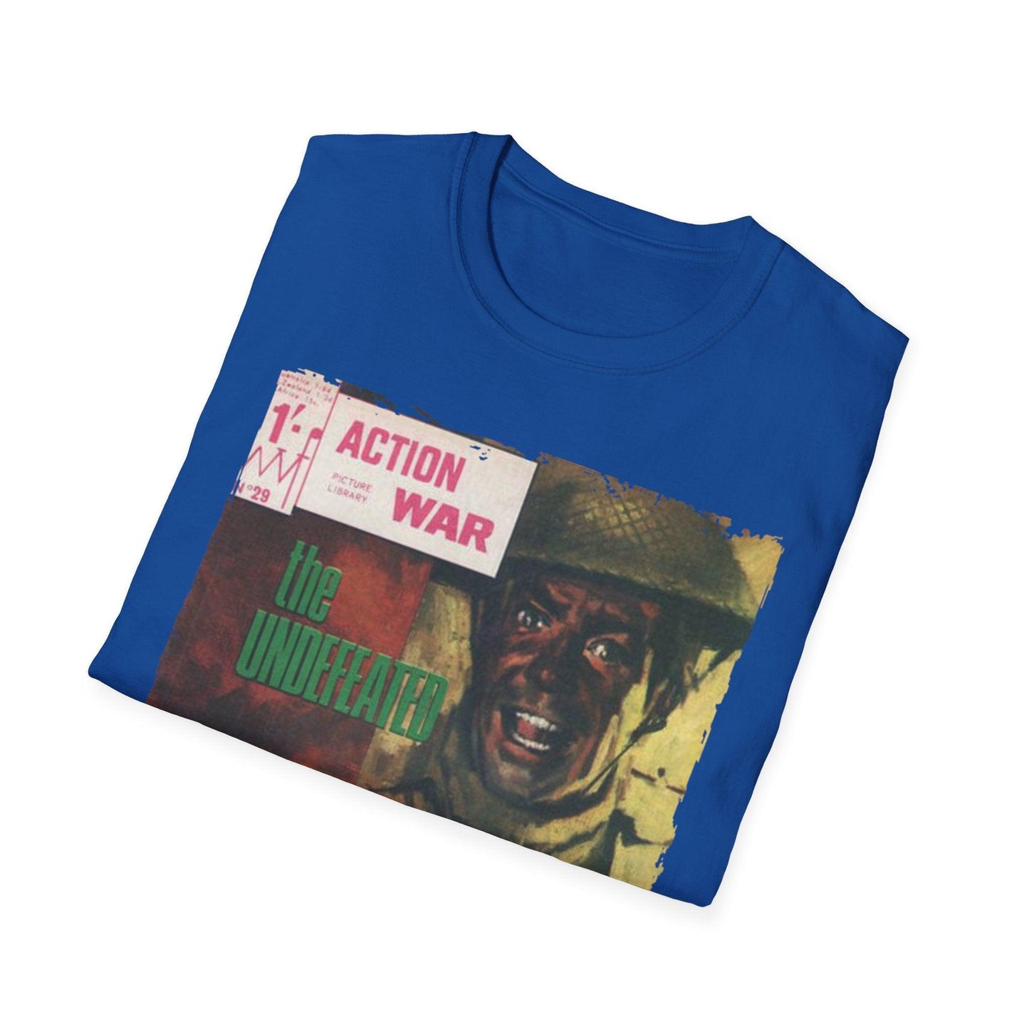 Close-up of the unisex softstyle T-shirt’s neckline showing reinforced stitching and subtle seam detail in heather gray