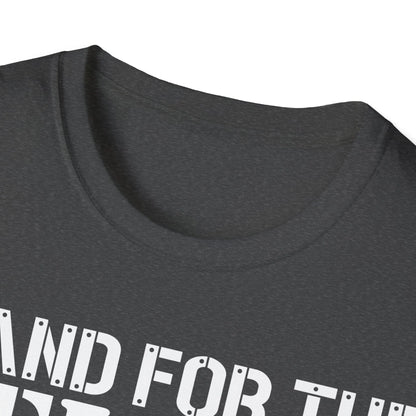 Front neckline detail showcasing the soft cotton fabric and reinforced stitching on the unisex fit T-shirt in charcoal gray