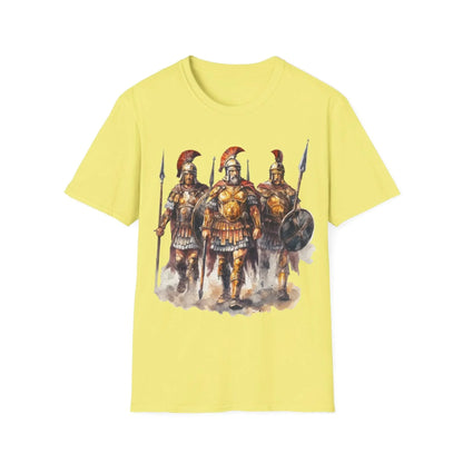 Close-up of the unisex T-shirt's navy fabric showing the soft cotton blend and reinforced neckline stitching.