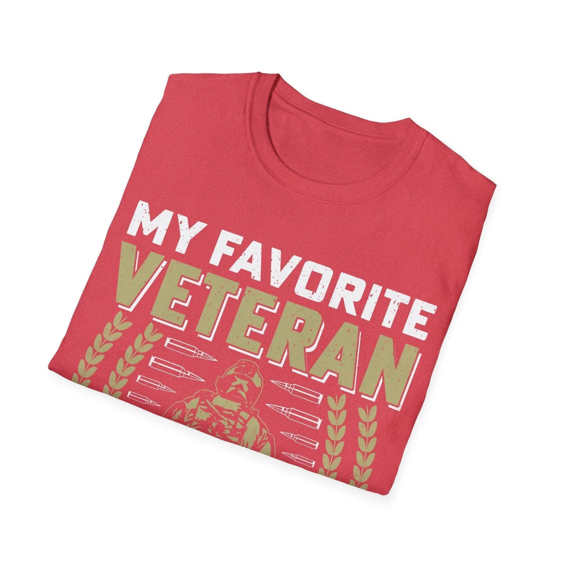 Close-up of the soft cotton fabric showing the smooth texture and vivid navy blue color of the Favorite Veteran Dad unisex