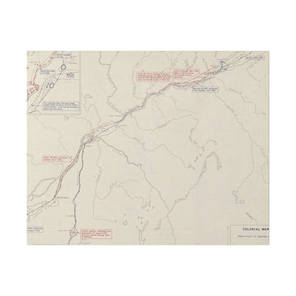 Close-up of textured canvas fabric highlighting natural fibers and subtle brushstroke details from the colonial wars artwork.