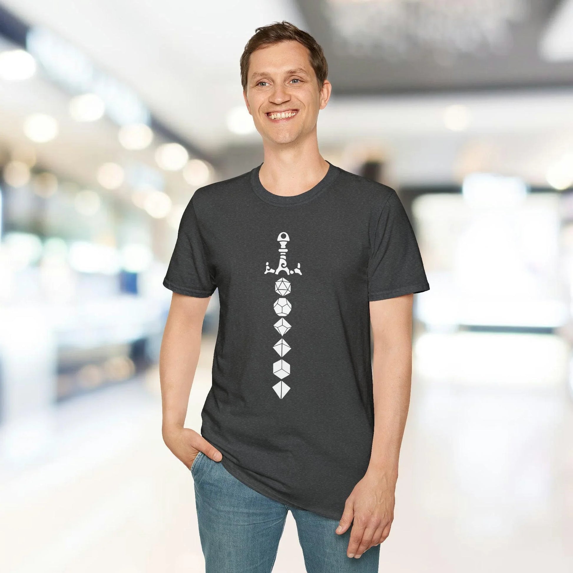 Close-up of the white fabric showing soft texture and subtle heather pattern on the unisex fit t-shirt with crew neckline