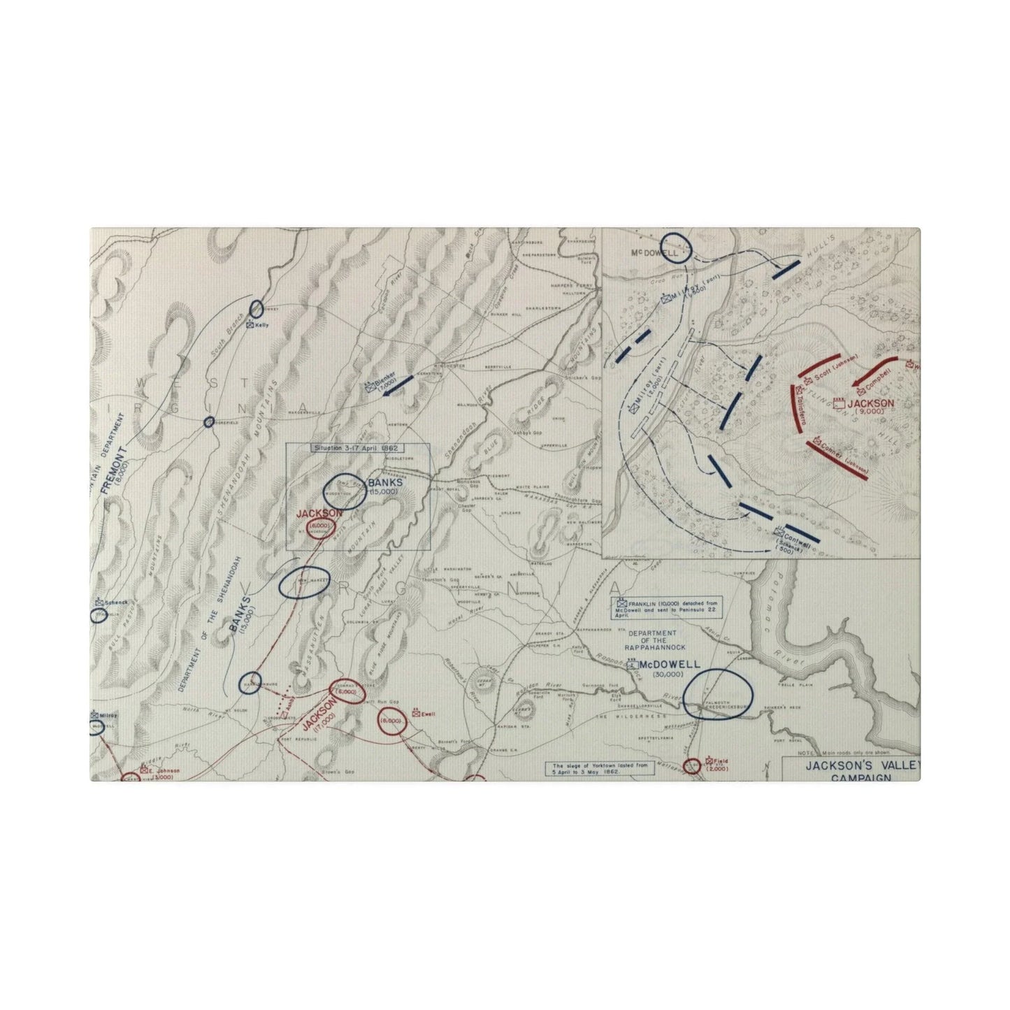 Close-up of canvas texture and detailed brushstrokes depicting Civil War battle scene on the campaign map.