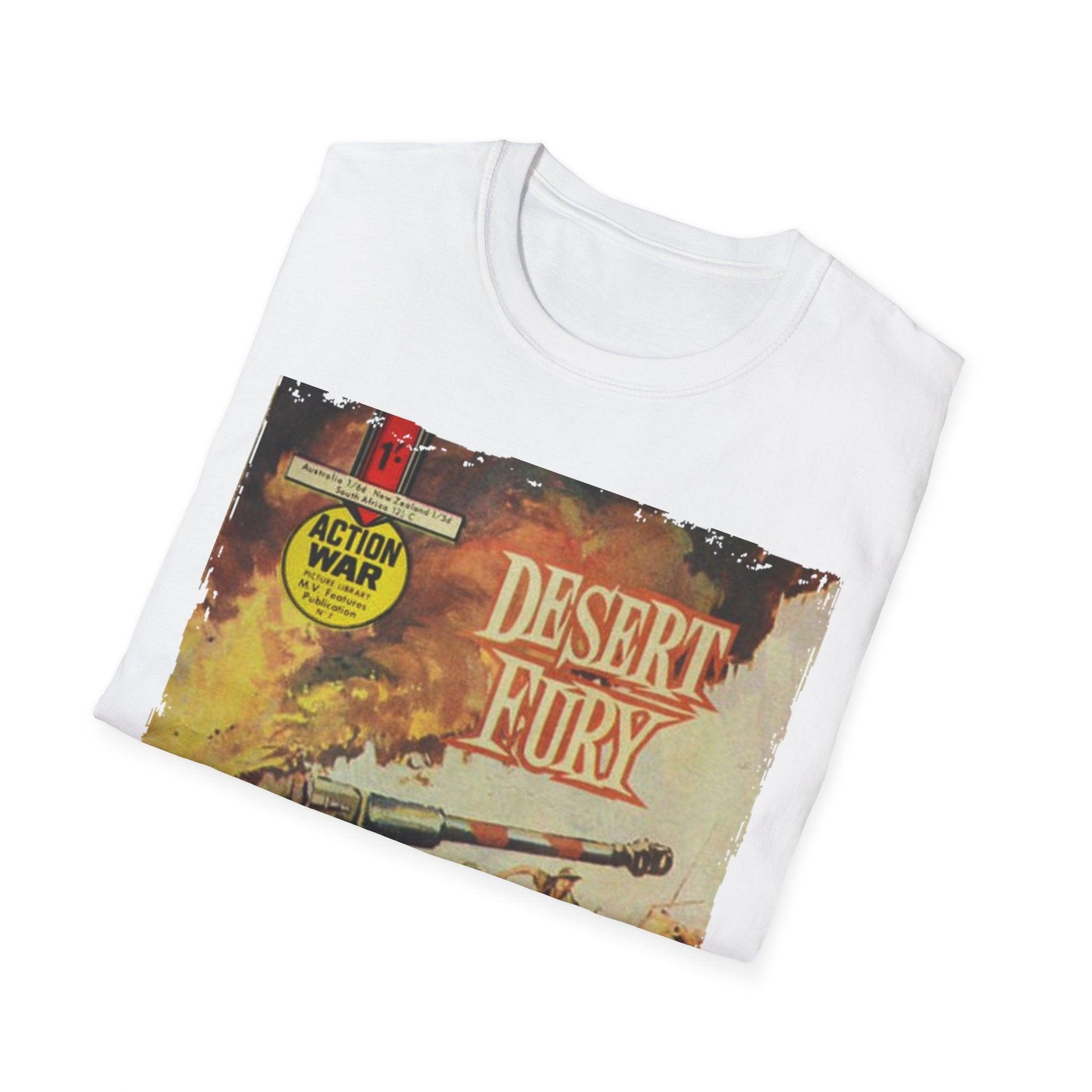 Close-up of the unisex softstyle T-shirt neckline showing reinforced stitching and subtle fabric texture in forest green