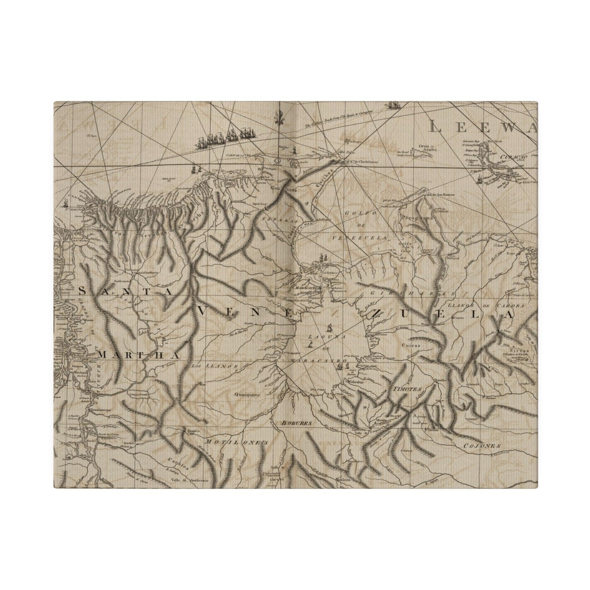 Close-up of textured canvas surface highlighting subtle brushstrokes and vibrant color blending at the coast scene.