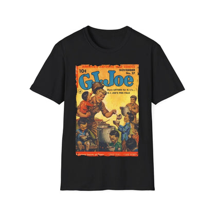 Printify G.I. Joe No.27 unisex softstyle cotton crew neck T-shirt in black, regular fit, DTG printed, men's and women's