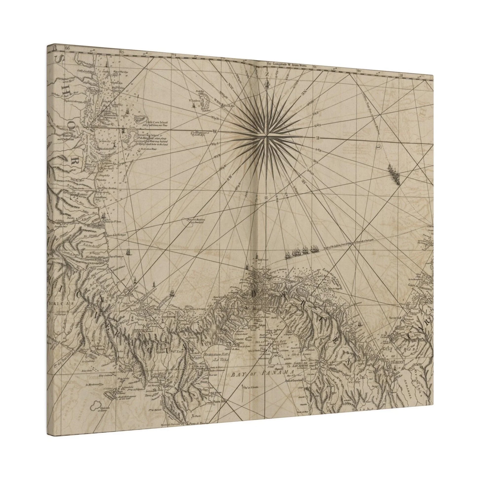 Detailed close-up of the canvas texture highlighting the vibrant color palette and fine brushstrokes of the Isthmus of