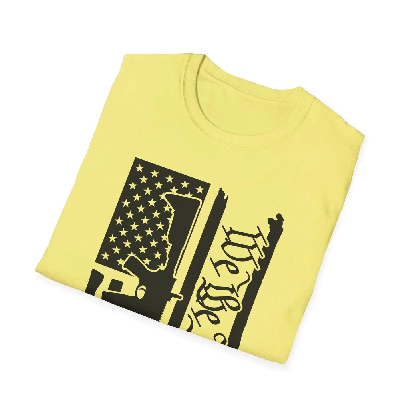 Close-up of distressed black and white American flag graphic on soft cotton fabric, highlighting the vintage worn texture on