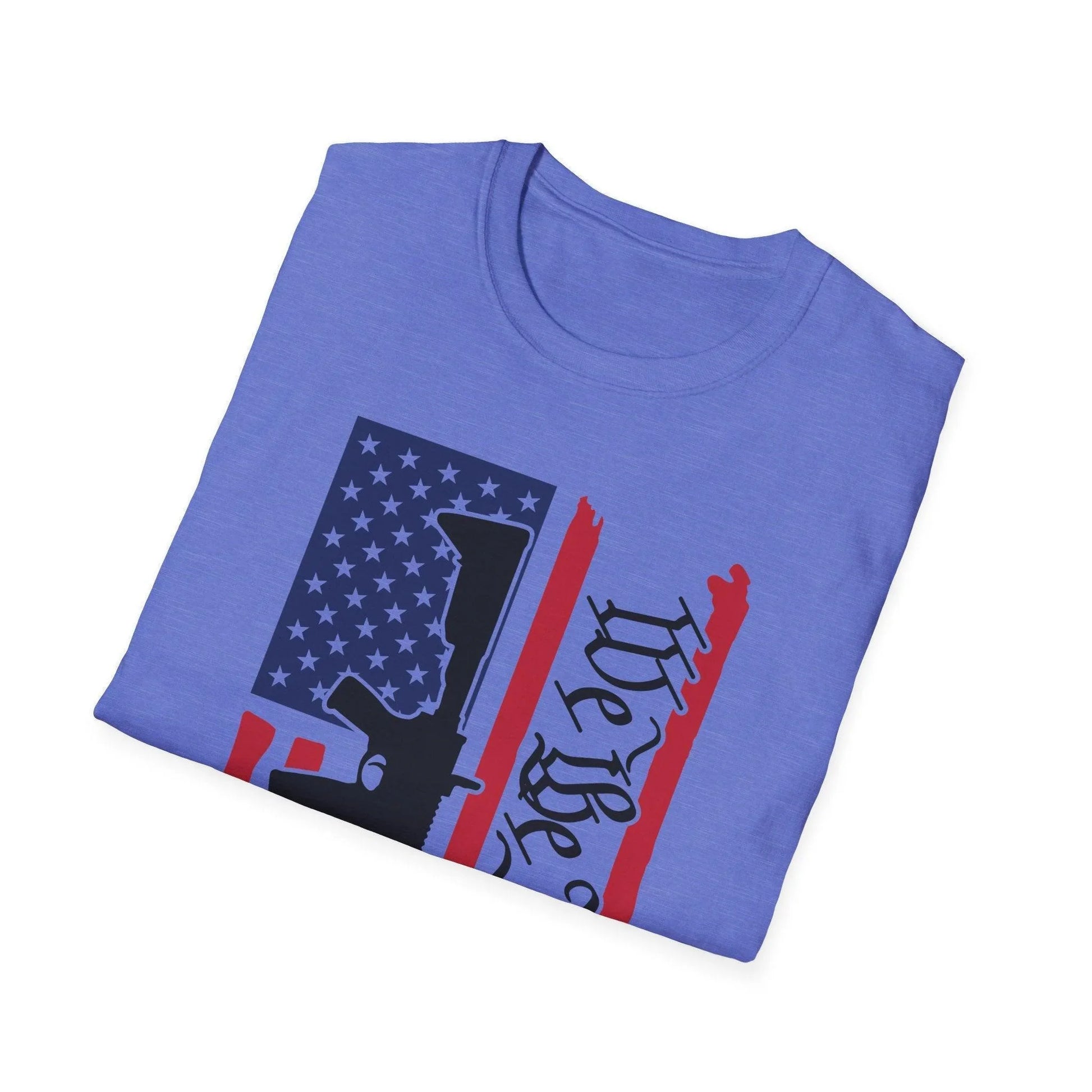 Close-up of distressed fabric texture highlighting the vibrant red, white, and blue colors with subtle fading on the unisex