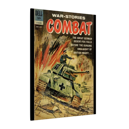 Close-up of the canvas fabric's textured surface highlighting the detailed print of the "Combat, Sept 1962" design in muted