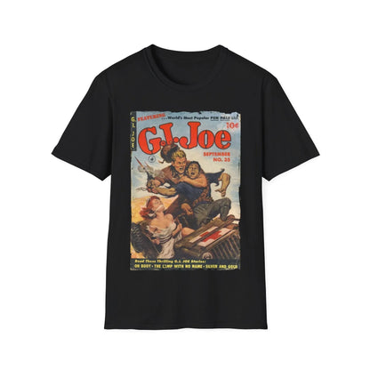 Printify G.I. Joe No.35 unisex softstyle cotton crew neck T-shirt in black, regular fit, DTG print, men's and women's
