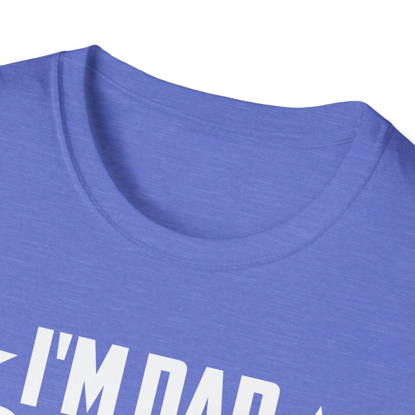 Close-up of the unisex soft fabric collar with reinforced stitching and subtle heather navy color highlighting the T-shirt’s