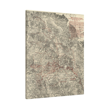 Close-up of detailed handwritten annotations and date stamps on the map section from the G-3 room, emphasizing historical