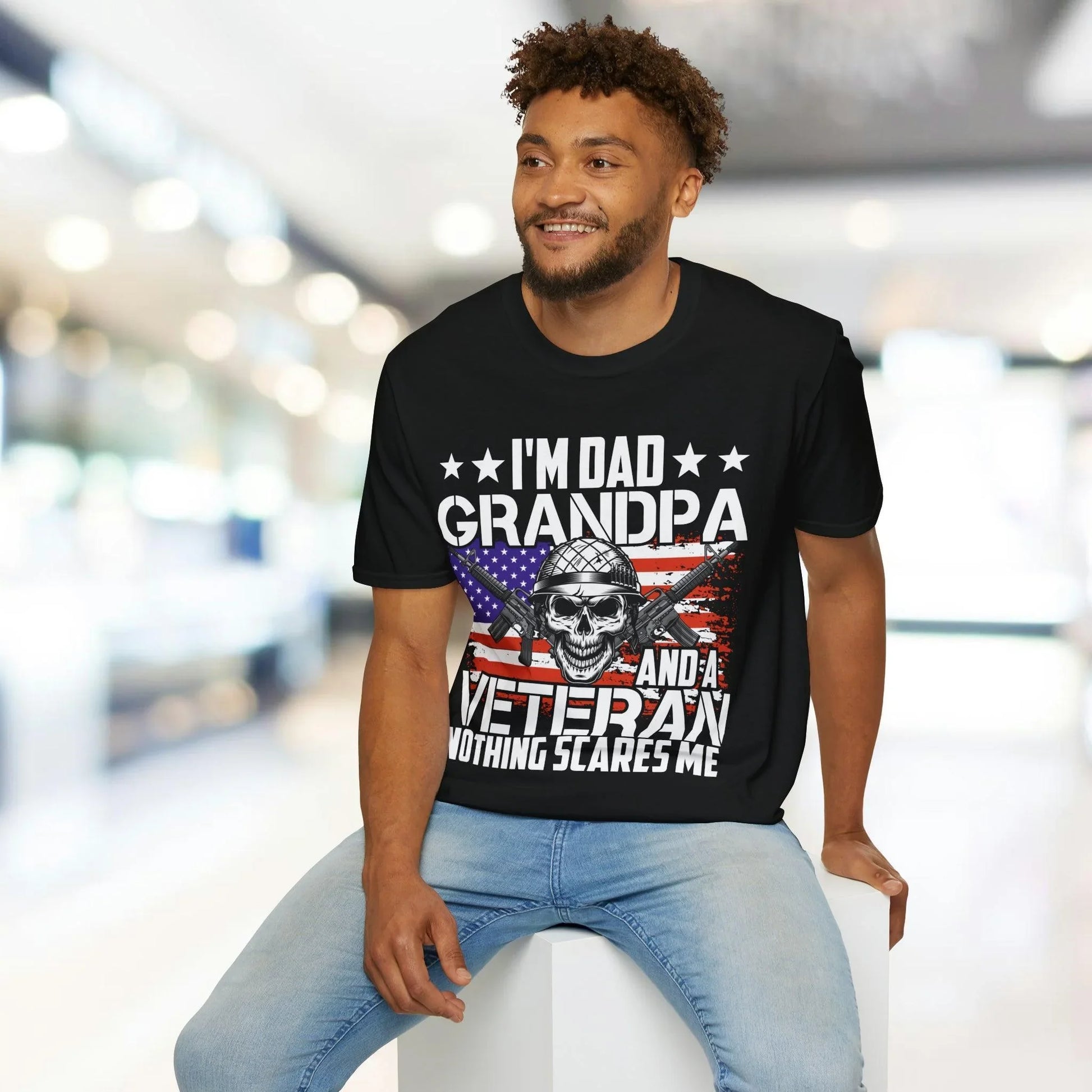 Close-up of the soft, heather gray fabric collar showing subtle ribbing and stitched neckline detail on the unisex T-shirt.