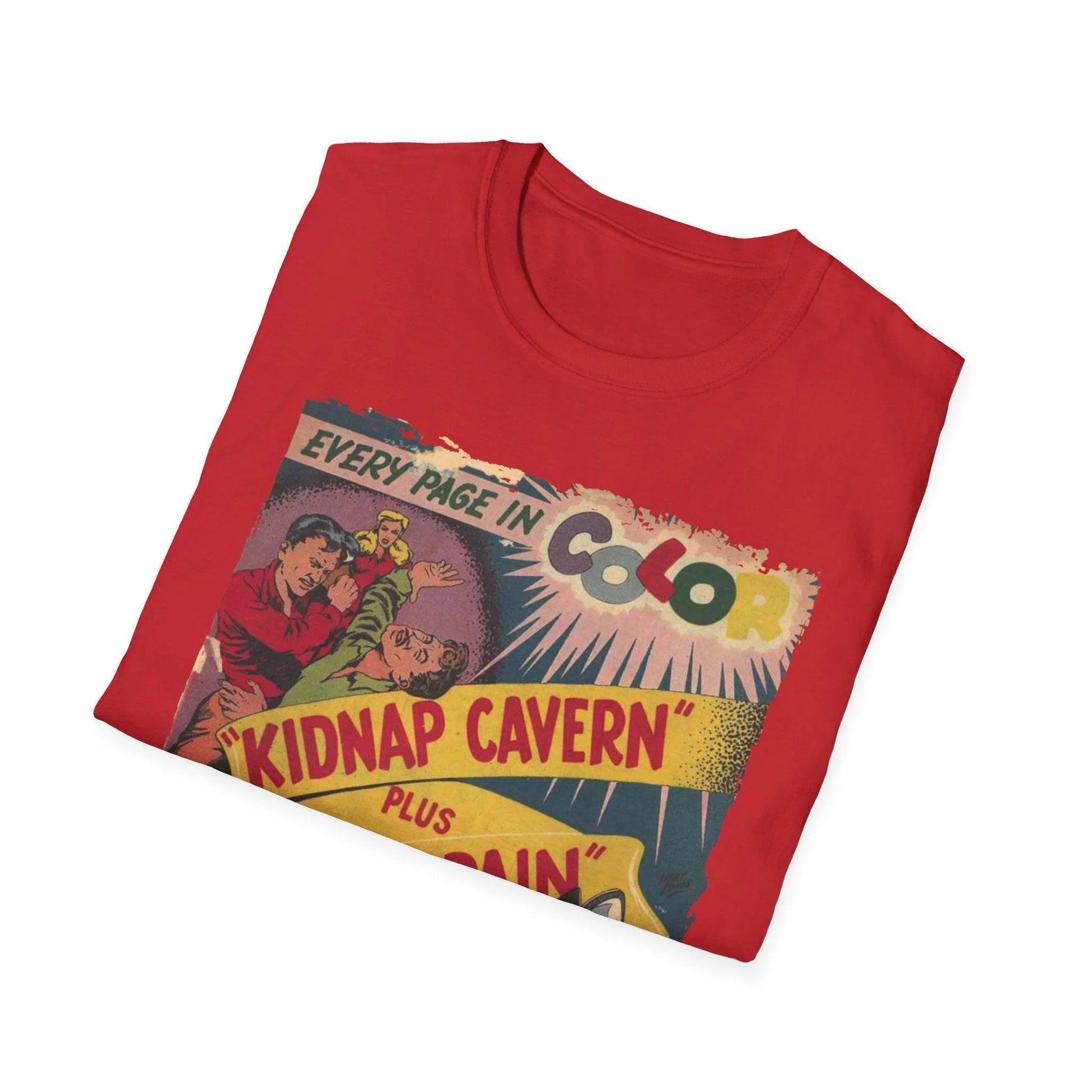 Close-up of the Climax Color No.1 T-Shirt fabric showing smooth softstyle cotton texture and vibrant crimson color from the