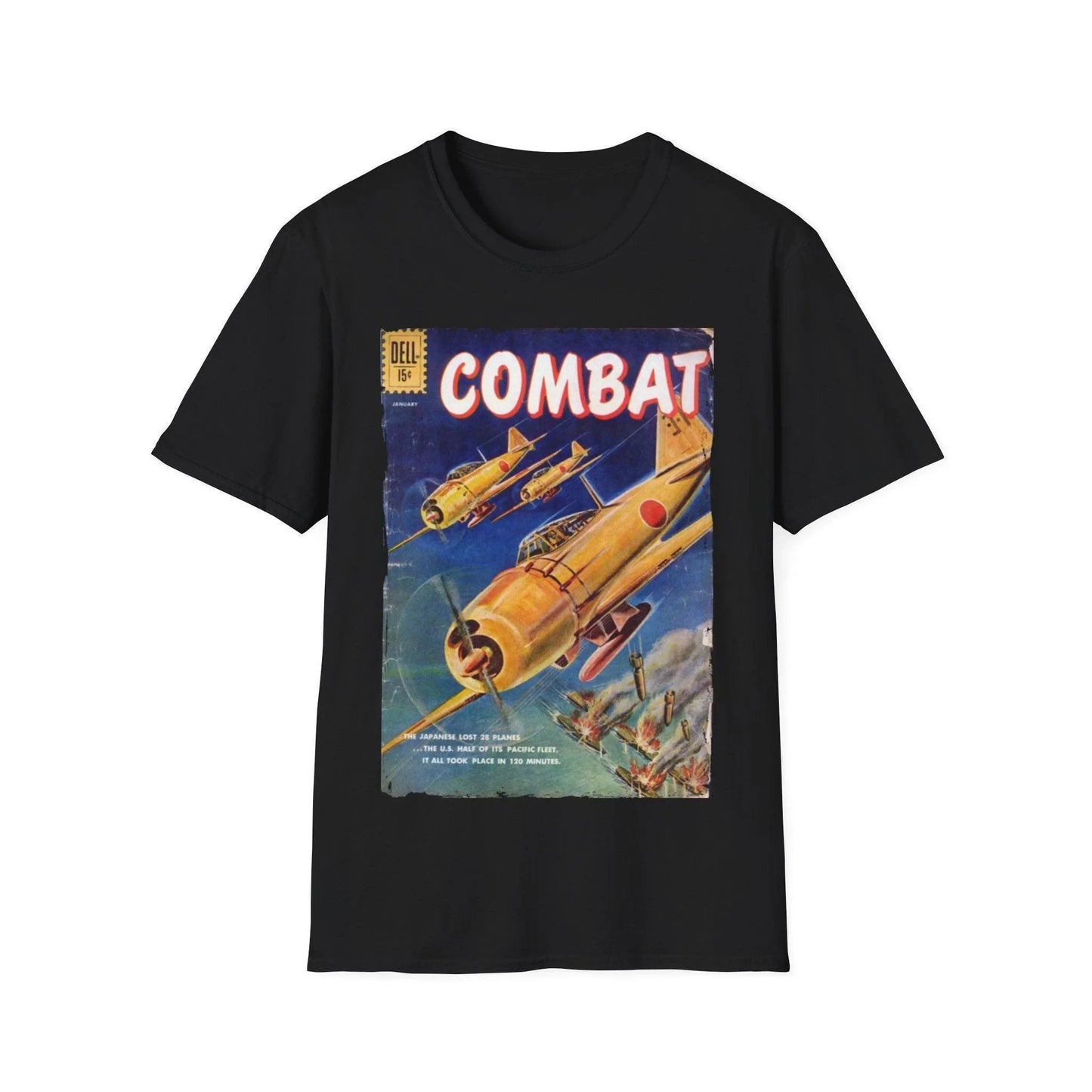 Printify Combat Jan 1961 unisex cotton crew neck T-shirt in black with printed design, regular fit, short sleeves