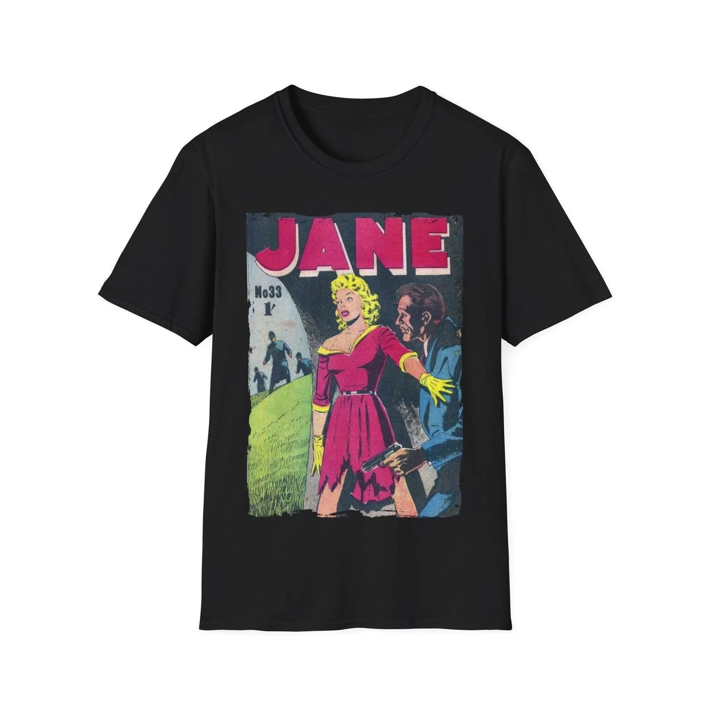 Printify Jane No.33 unisex cotton crew neck T-shirt with regular fit, soft fabric, in heather gray featuring printed DTG