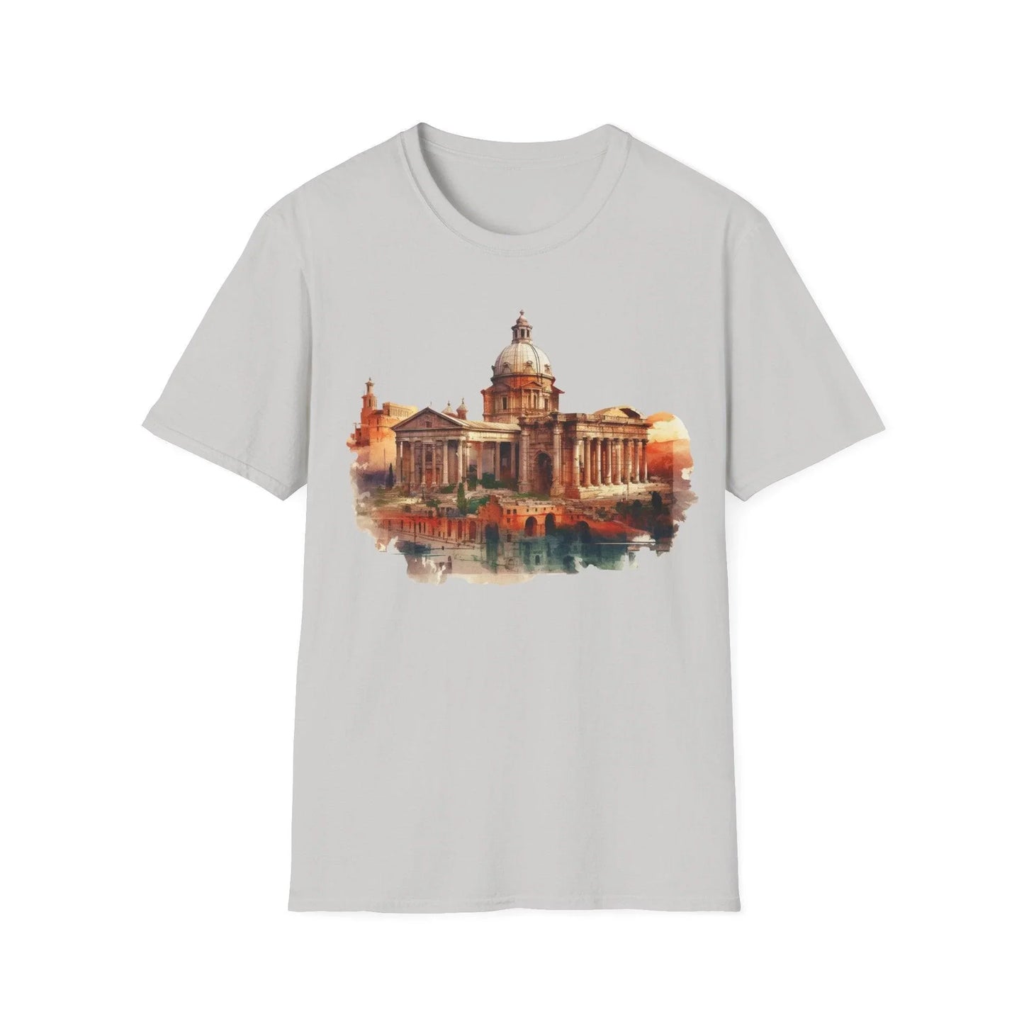 Close-up of the unisex softstyle T-shirt's fabric showcasing smooth cotton-blend texture and subtle heather gray color from