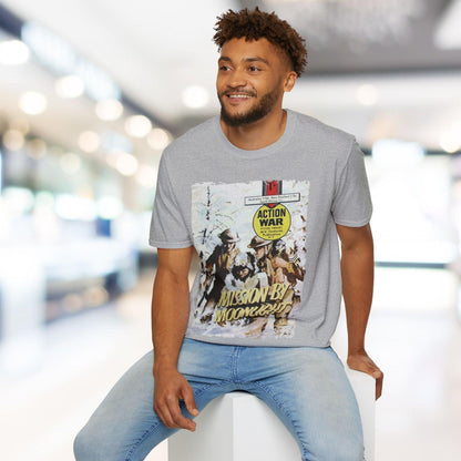 Close-up of the unisex softstyle crew neckline showcasing smooth stitching and vibrant teal fabric with a subtle heather